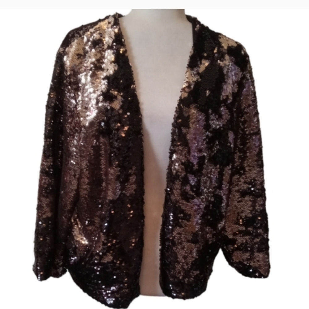 > Torrid Sequin Black and Gold Jacket Women's Size 1/2